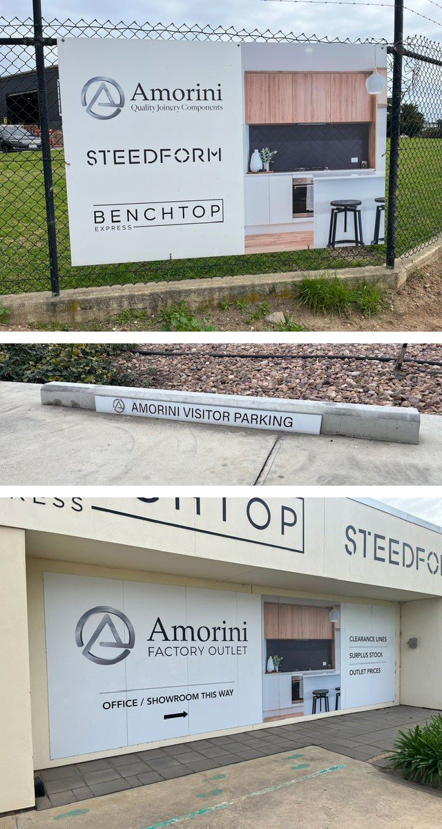 Aluminium composite panel adelaide signage amorini outdoor signs