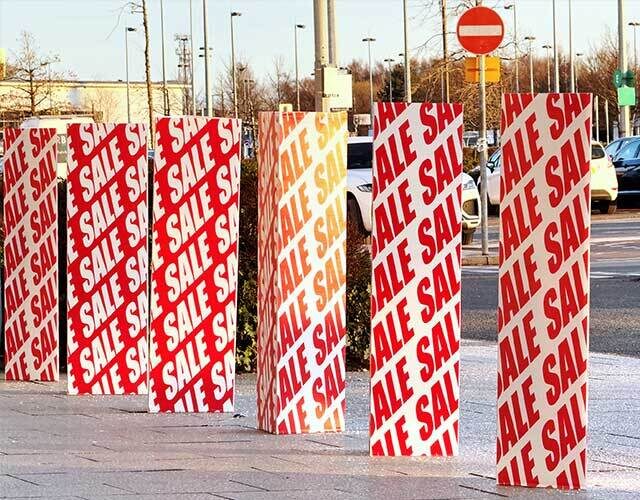 Bollard corflute signs shopfront signage